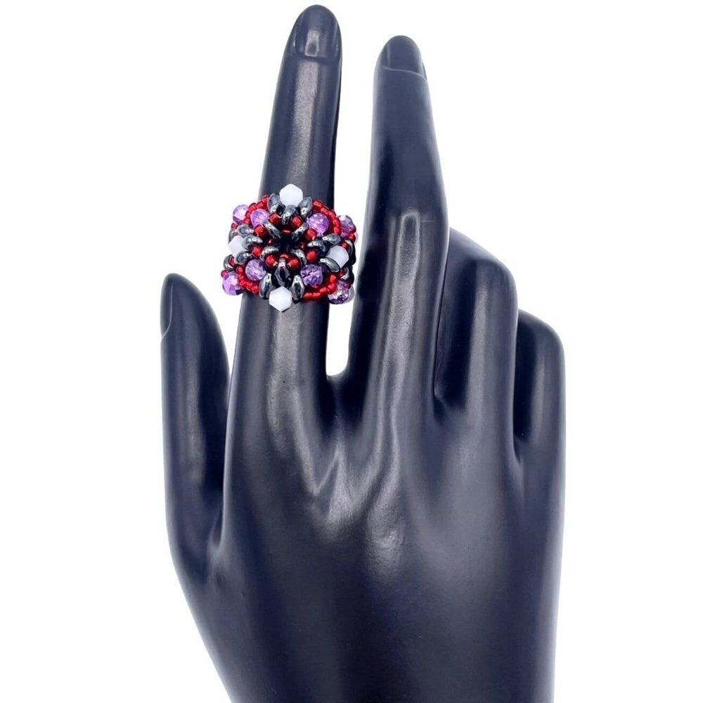 Hematite Black With Amethyst And Ruby Crystal Bea… - image 7